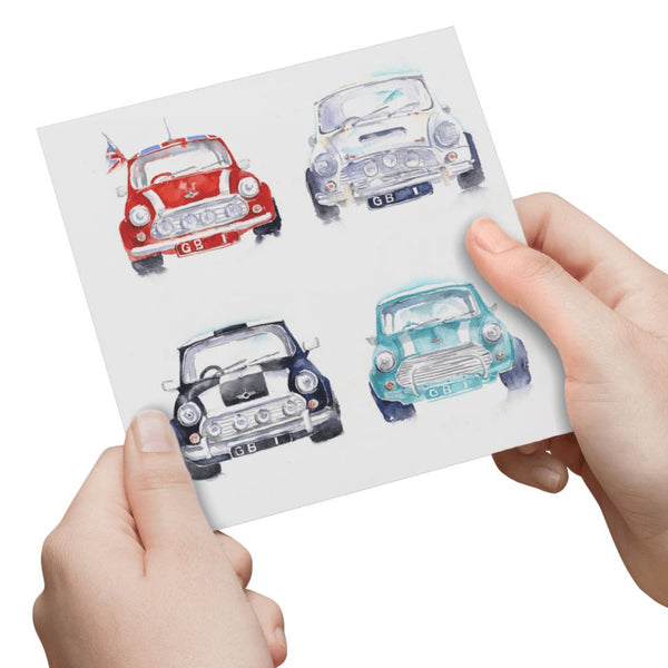 Mini Cars Greeting Card designed by artist Sheila Gill