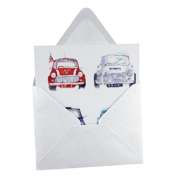 Mini Cars Greeting Card designed by artist Sheila Gill