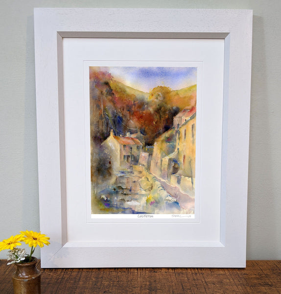 Castleton, Derbyshire Landscape Framed Art Print designed by artist Sheila Gill