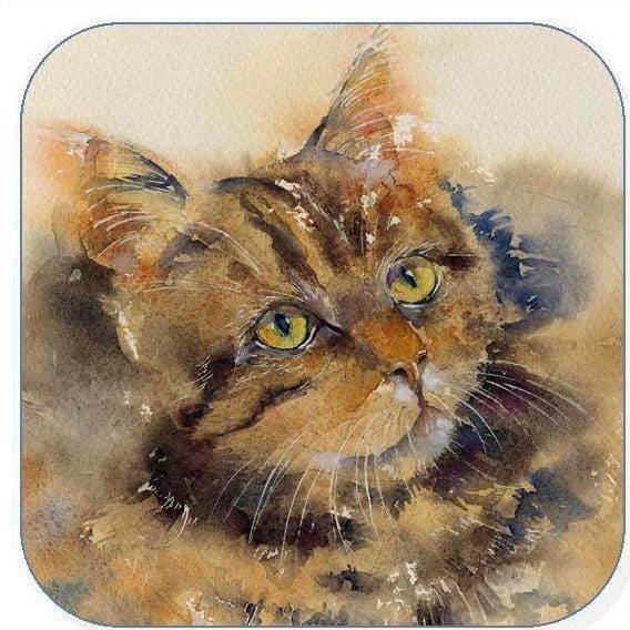 Cat Brown Tabby Coaster Sheila Gill Fine Art