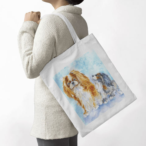 Cavalier King Charles Spaniels Tote Bag designed by artist Sheila Gill
