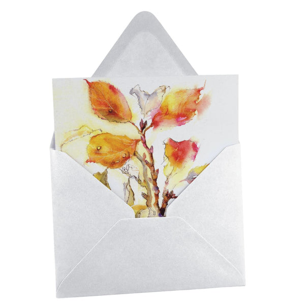 Cherry Leaf Greeting Card designed by artist Sheila Gill