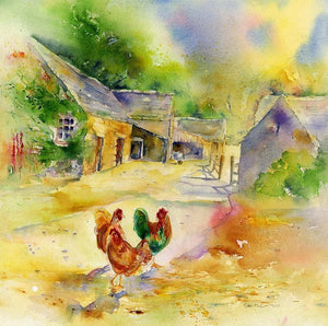 Chicken Greeting Card designed by artist Sheila Gill
