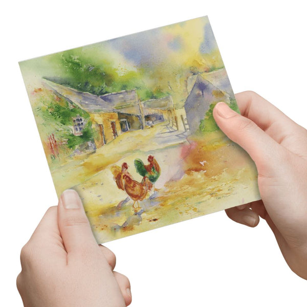 Chicken Greeting Card designed by artist Sheila Gill