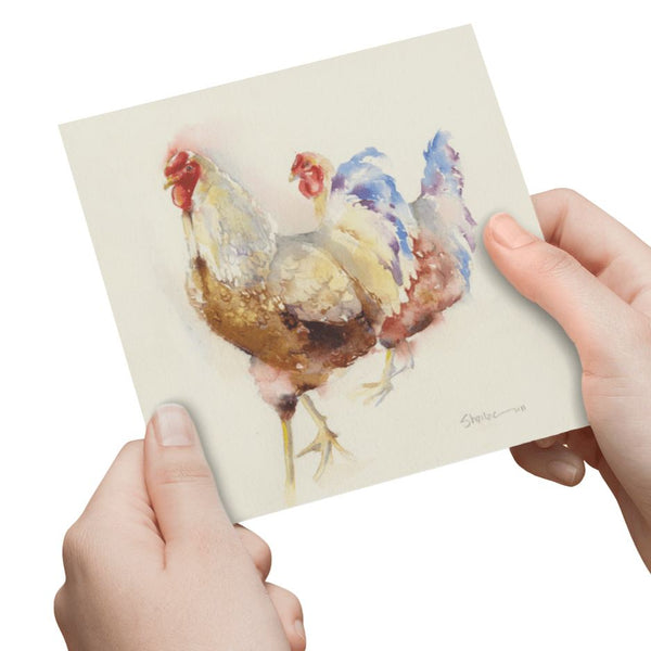 Chicken Greeting Card designed by artist Sheila Gill