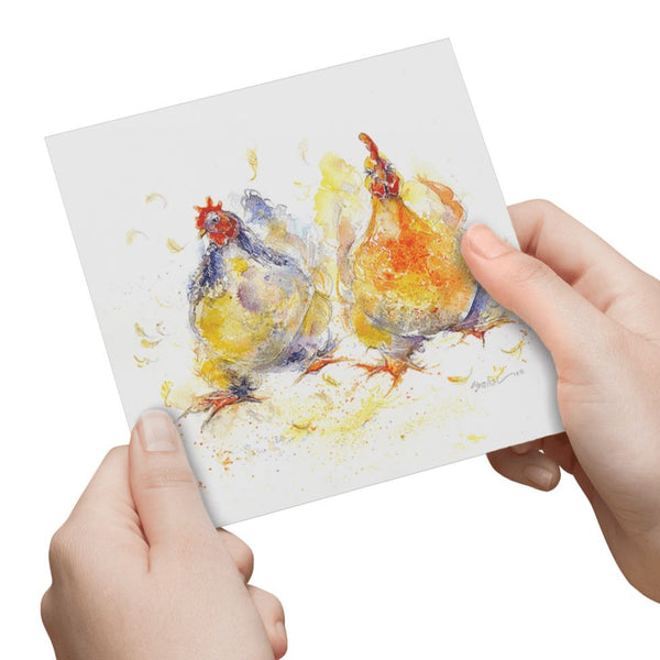Clucking with Laughter Greeting Card designed by artist Sheila Gill