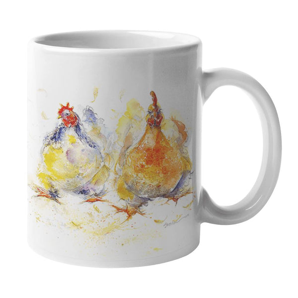 Farmyard Colourful orpington Chickens Ceramic Mug designed by artist Sheila Gill
