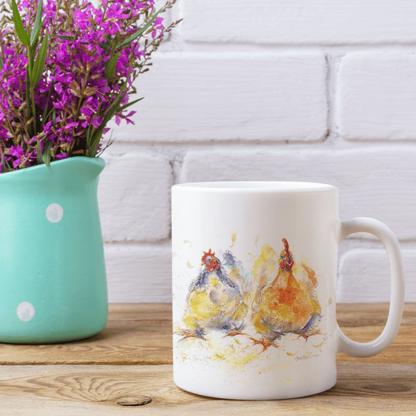Farmyard Chickens Ceramic Mug designed by artist Sheila Gill