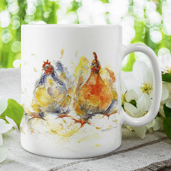 Chickens Ceramic Mug designed by artist Sheila Gill