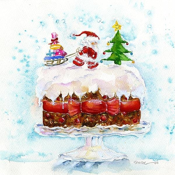 Christmas Cake Christmas Card Pack Sheila Gill Fine Art 