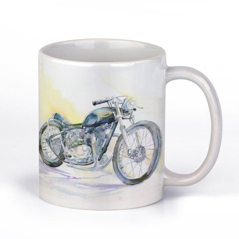 Classic Black British Motorbike Ceramic Mug designed by artist Sheila Gill
