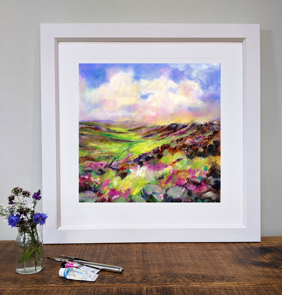Clearing Mist - Stanage Edge, Peak District Art Print designed by artist Sheila Gill