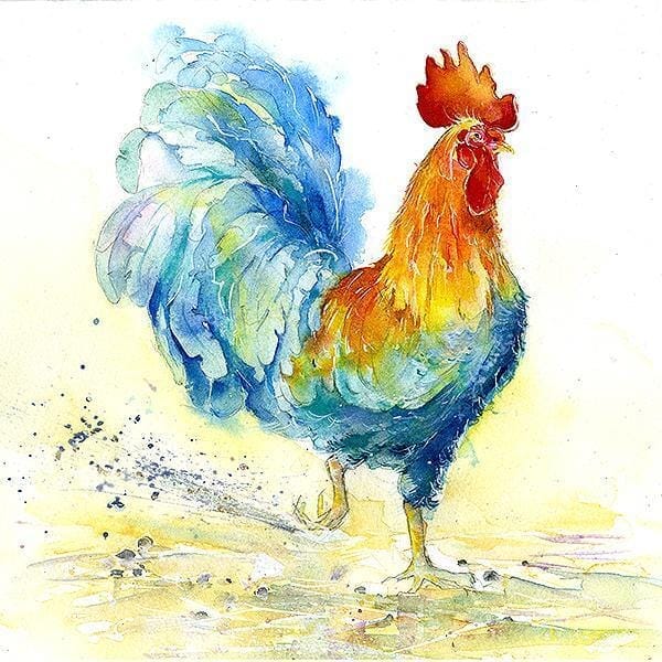 Cockerel Greeting Card designed by artist Sheila Gill
