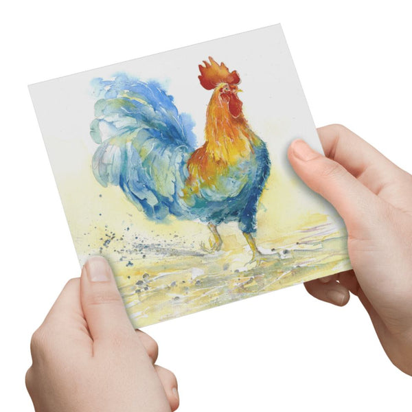 Cockerel Greeting Card designed by artist Sheila Gill
