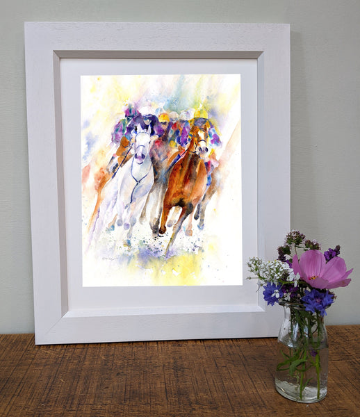 Colours of the Race: Horse Racing Art Print designed by artist Sheila Gill