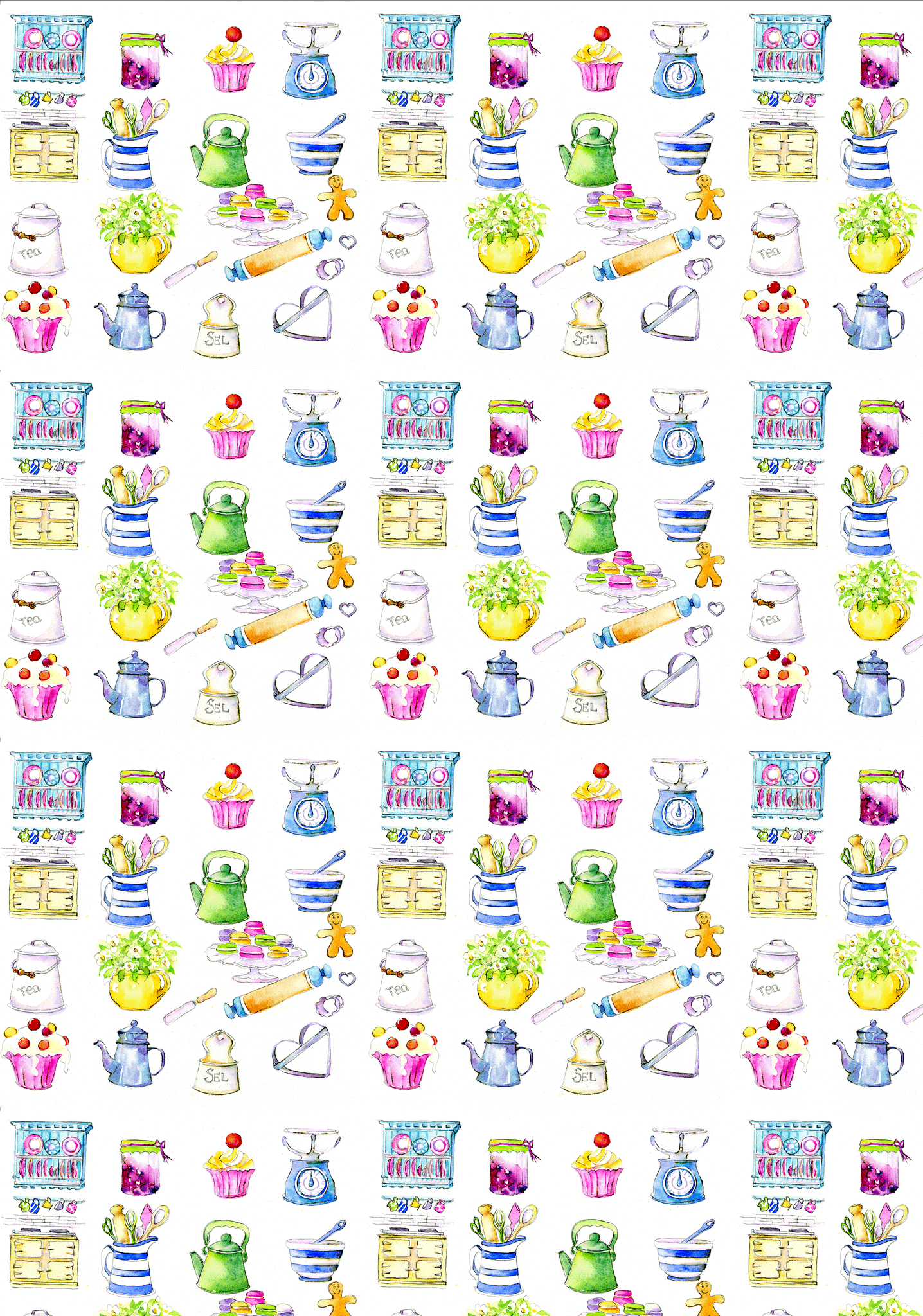 Cooking and Baking Gift Wrap designed by artist Sheila Gill
