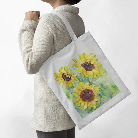Sunflower Tote Bag designed by artist Sheila Gill
