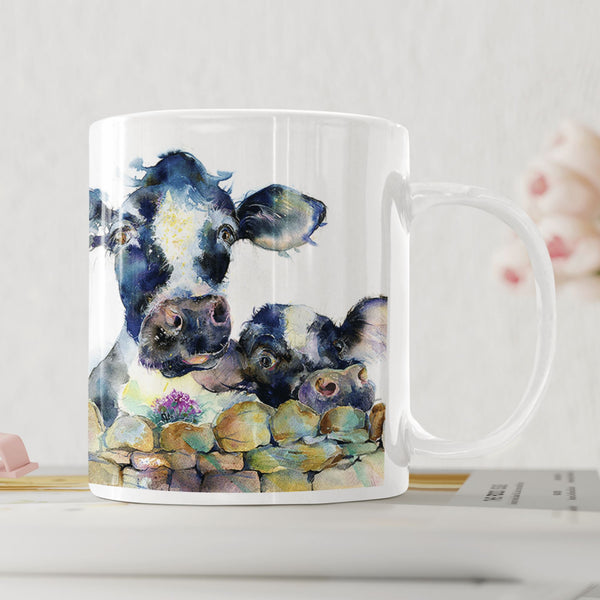 Cows Ceramic Mug designed by artist Sheila Gill