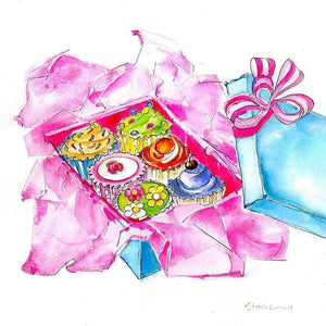 Cupcakes Greeting Card designed by artist Sheila Gill