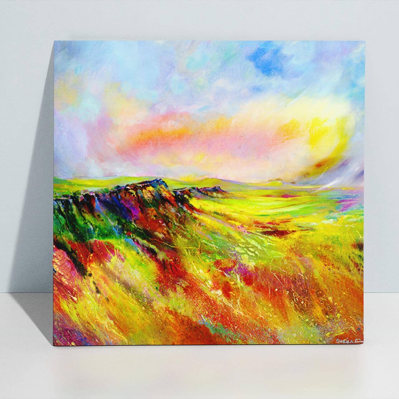 Curbar Edge, Peak District - Landscape Canvas Art Print designed by artist Sheila Gill

