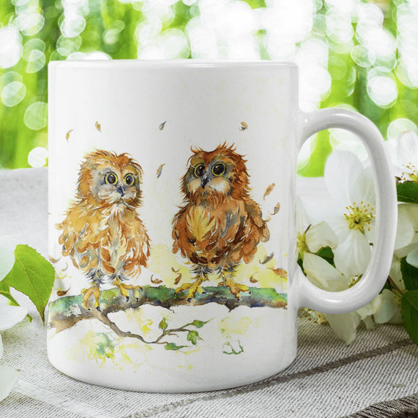 Funny owlettes Owl Ceramic Mug designed by artist Sheila Gill