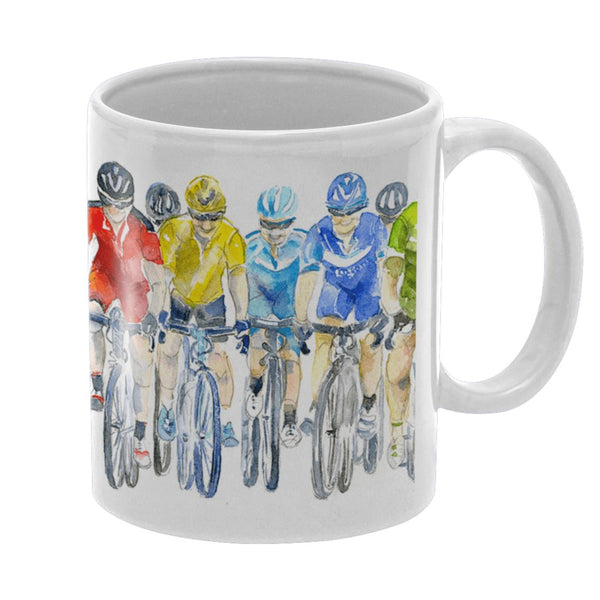 Cycling Cyclist road bicycling Ceramic Mug designed by artist Sheila Gill
