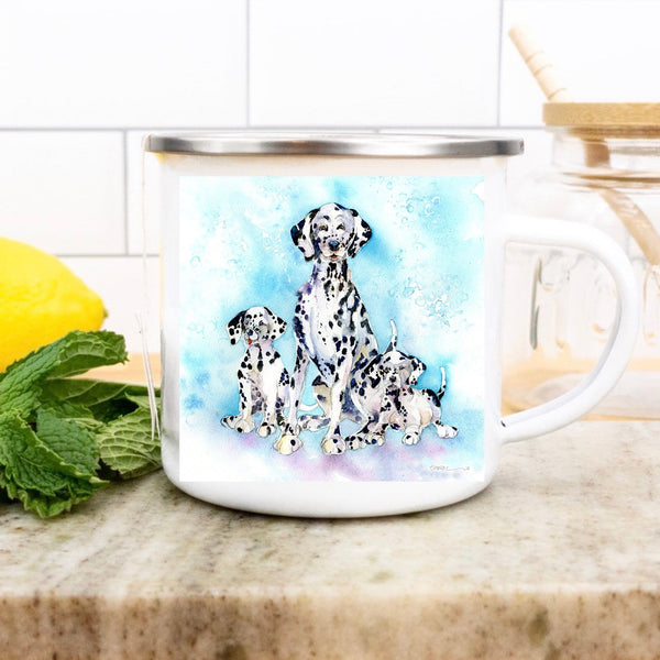 Dalmatians Enamel Mug designed by artist Sheila Gill