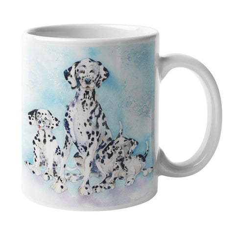 Dalmatians Dogs with puppies Ceramic Mug Watercolour painted designed by artist Sheila Gill

