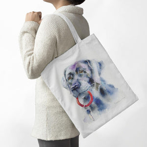 Black Labrador Tote Bag designed by artist Sheila Gill
