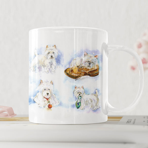 White West Highland Terrier Ceramic Mug designed by artist Sheila Gill