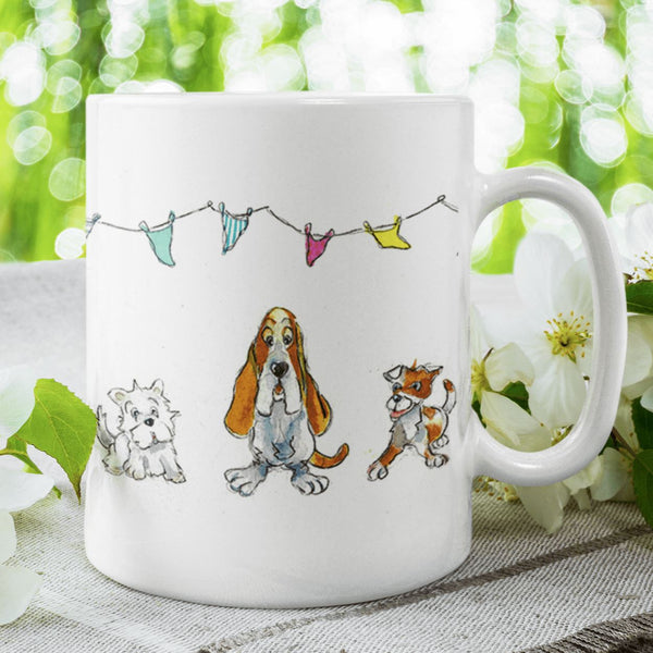 Dogs Collection China Mug designed by artist Sheila Gill