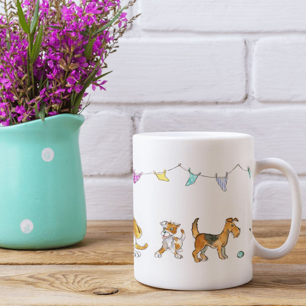 Dogs Collection China Mug designed by artist Sheila Gill