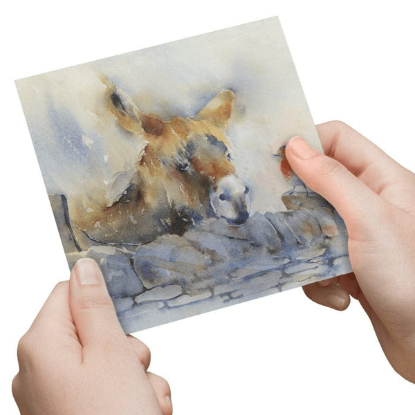 Donkey & Robin Greeting Card designed by artist Sheila Gill