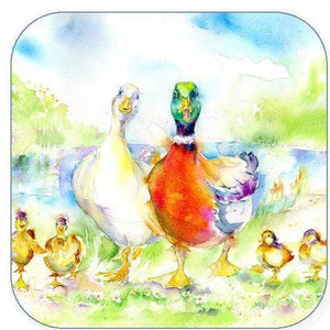 Ducks with Chicks Coaster Sheila Gill Fine Art