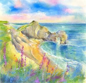 Durdle Door, Dorset Fine Art Watercolour Picture painted by artist Sheila Gill
