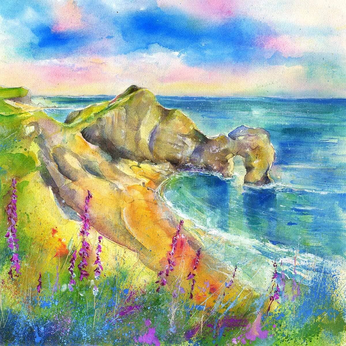Durdle Door, Dorset Greeting Card designed by artist Sheila Gill

