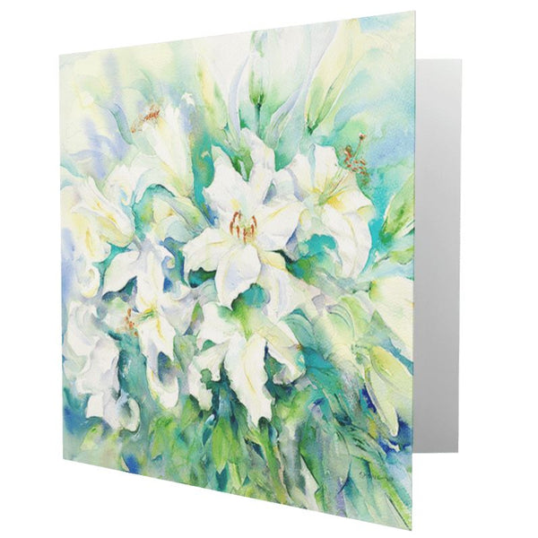 Lilies Greeting Card designed by artist Sheila Gill