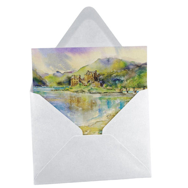 Eilean Donan Castle Greeting Card designed by artist Sheila Gill