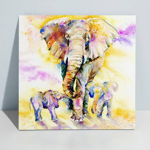 Elephant Family Canvas Art Print designed by artist Sheila Gill
