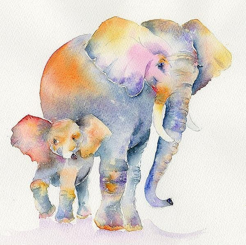 Elephants Art Print designed by artist Sheila Gill
