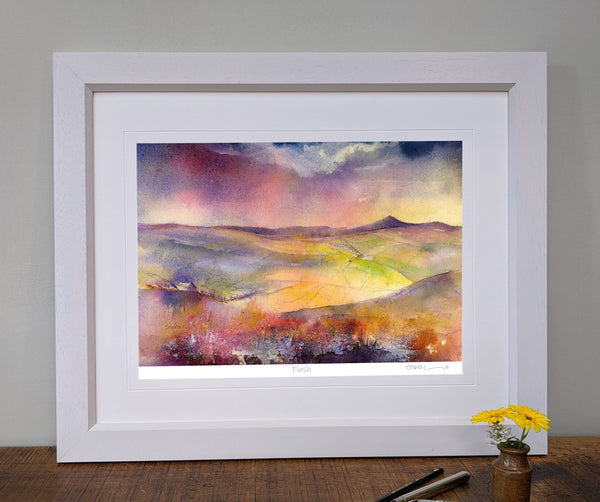 Flash, Staffordshire Moorlands - Framed Landscape Art Print designed by artist Sheila Gill