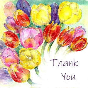 Tulip Flower Thank You Notelet Card Pack designed by artist Sheila Gill
