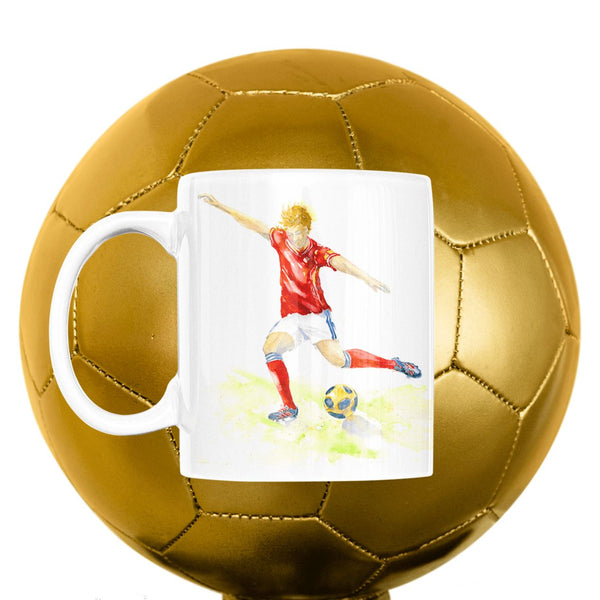 Football Player Ceramic Mug designed by artist Sheila Gill