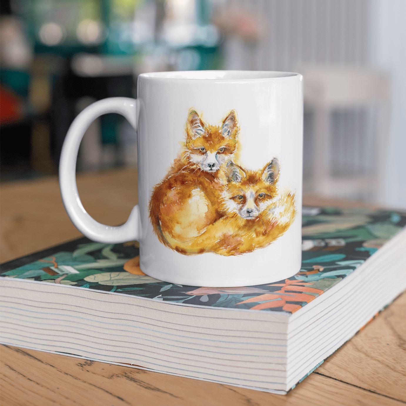Wild Red Fox Ceramic Mug designed by artist Sheila Gill