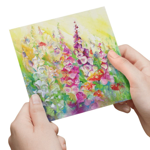 Garden Foxgloves Greeting Card designed by artist Sheila Gill