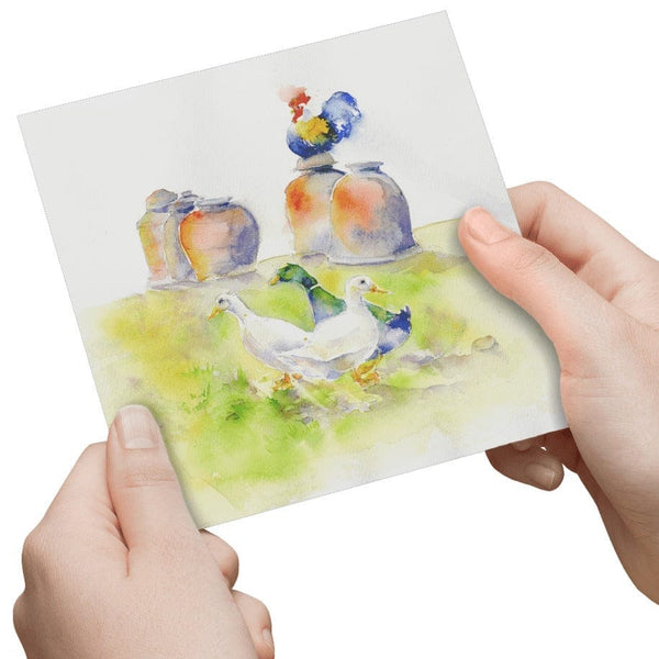 Garden with Ducks Greeting Card designed by artist Sheila Gill