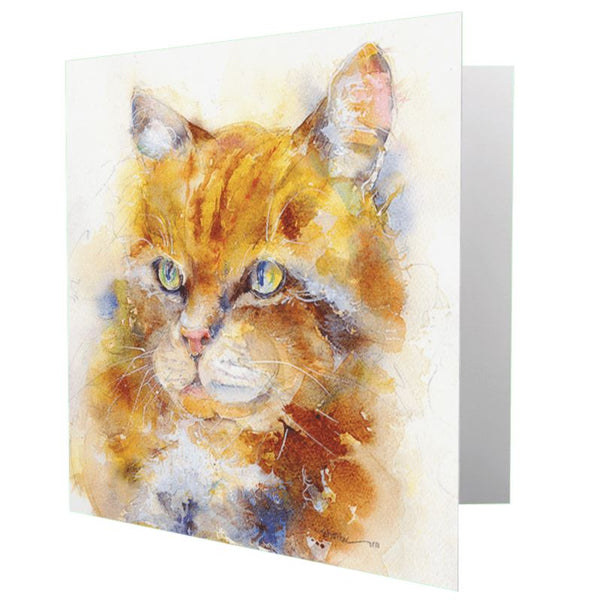 Ginger Cat Greeting Card designed by artist Sheila Gill