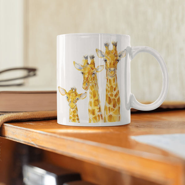 Giraffe wild animal Ceramic Mug designed by artist Sheila Gill