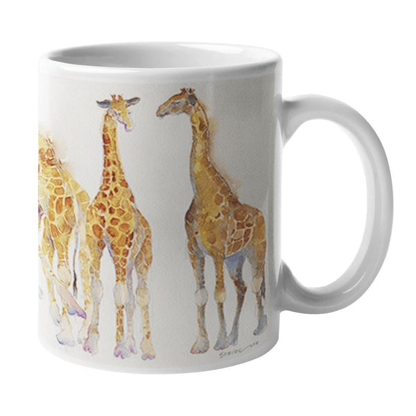 Wild African Giraffes Ceramic Mug Watercolour Painted designed by artist Sheila Gill
