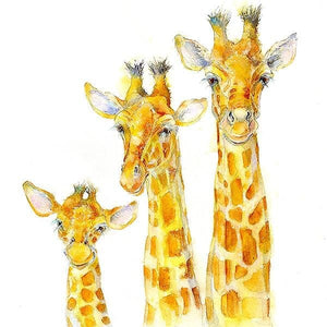 Giraffe Family Wild African Animal Art Picture Watercolor painted by artist Sheila Gill
